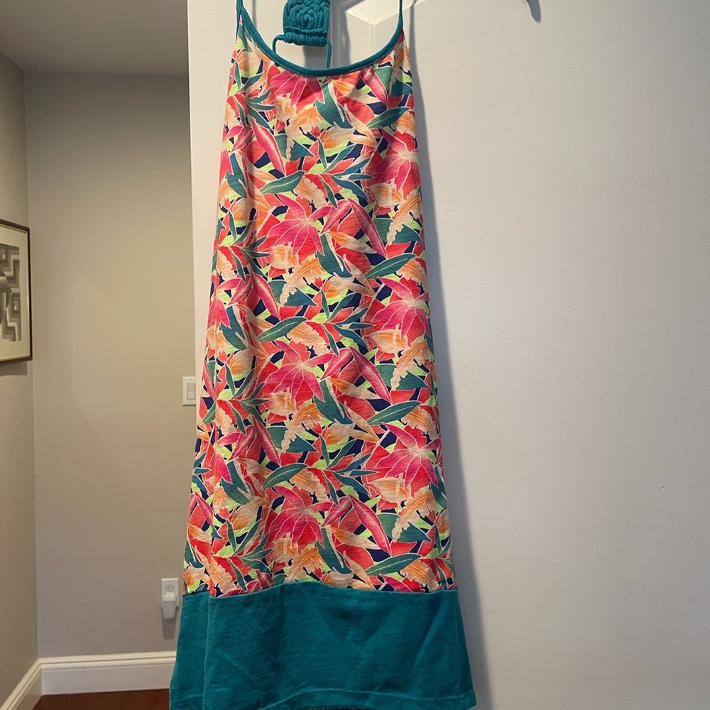 Roxy Girl Tropical Floral Midi Dress - Turq trim 3pc set